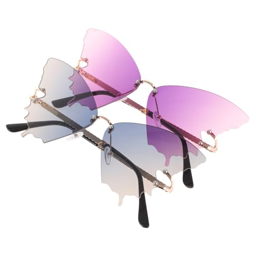 FOMIYES 2 Stück Teiliges Butterfly Sonnenbrillen Damen Vintage Party Brillen mit Großem Rahmen Leichter PC Material Rutschfeste Nasenpads Modische UV Schutz Sonnenbrille für Strand und FOMIYES 2 Stück Teiliges Butterfly Sonnenbrillen Damen Vintage Party Brillen mit Großem Rahmen Leichter PC Material Rutschfeste Nasenpads Modische UV Schutz Sonnenbrille für Strand und von FOMIYES