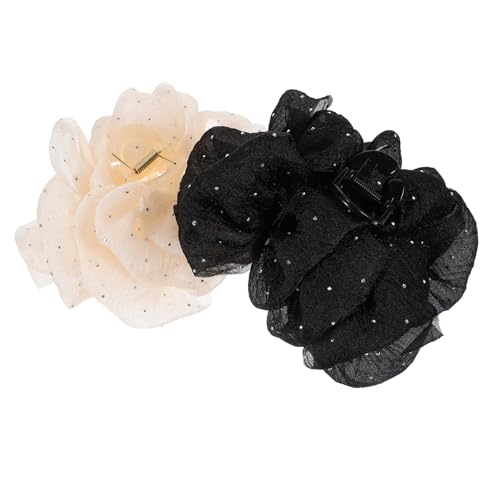 FOMIYES 2 Stück Teiliges Chiffon Haarklammern mit Schleifen und Strass Leichte Haarklammern für Dickes Haar Eleganter Haarschmuck Damen Sicherer für Alltag und Festliche Anlässe von FOMIYES