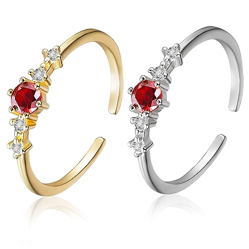 FOMIYES 2 Stück Teiliges Damen Edelsteinringe Verstellbare Schmuckringe für Hochzeiten Verlobungen Modischer Fingerschmuck für Frauen von FOMIYES