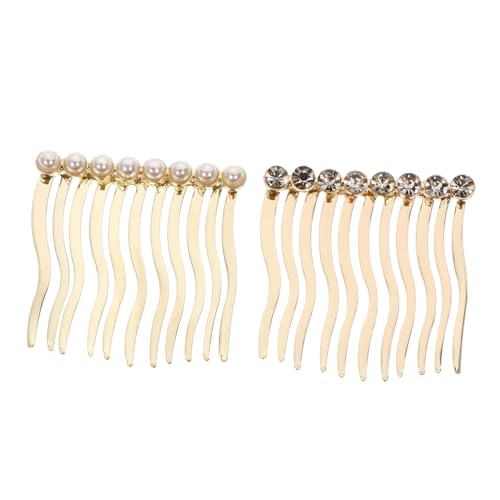 FOMIYES 2 Stück Teiliges Damen Haarset Perlen und Strass Haarkamm aus Langlebiger Legierung Leichte Haarklammern für Steckfrisuren und Festlichen Haarschmuck von FOMIYES