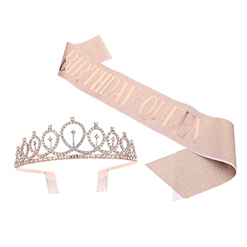 FOMIYES 2 Stück Teiliges Geburtstagskrone Schärpe für Erwachsene Glänzende Geburtstagsdekoration Elastischer Perfektes Partyzubehör für Unvergessliche Feiern von FOMIYES
