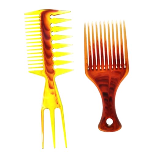 FOMIYES 2 Stück Teiliges Haarstyling Großer Zahn Kamm Extra Weit Gezahnt für Dickes Haar Herren und Damen Friseur Salon Styling Zubehör Professionelle Texturierung und Kopfhautmassage von FOMIYES