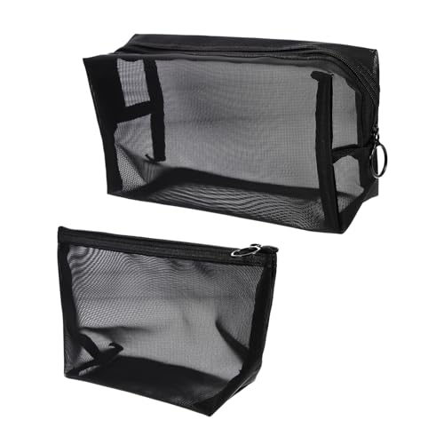 FOMIYES 2 Stück Teiliges Herren Reise Waschtaschen Große Schwarze Netz Kosmetiktaschen mit Transparentem Mesh Strapazierfähige Make Up Organizer Beutel für Outdoor und von FOMIYES