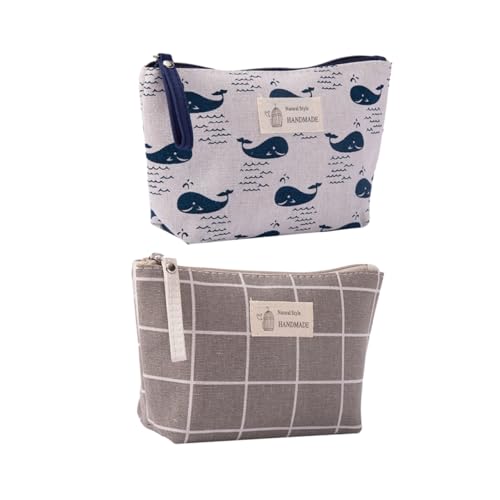 FOMIYES 2 Stück Teiliges Kosmetiktaschen Bedrucktem Canvas Multifunktionale Kulturbeutel für Damen Leichte Tragbare Schminktaschen mit Großem Fassungsvermögen für Reisen Outdoor und von FOMIYES
