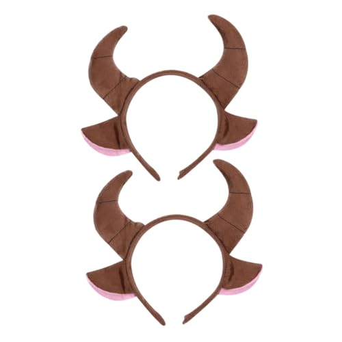 FOMIYES 2 Stück Teiliges Kuhhorn Haarreif Langlebiges Cosplay Kopfschmuck mit Hörnern und Ohren Geeignet für Halloween Karneval Party und Kostüm Unisex Erwachsene Zubehör von FOMIYES