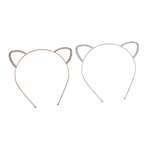 FOMIYES 2 Stück Teiliges Mädchen Katzenohren Haarreif aus Langlebigem Flexibles Bequemes Cosplay Stirnband für Kinderparty Bühnenauftritt und Karneval Silberne und Goldene Farben von FOMIYES