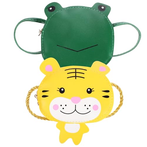 FOMIYES 2 Stück Teiliges Mädchen Umhängetaschen mit Tiermotiv Frosch und Tiger PU Münzbeutel Schultertaschen für Kleinkinder und Kleine Praktische Geldbörsen für Alltag und Ausflüge von FOMIYES