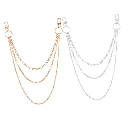 FOMIYES 2 Stück Teiliges Mehrschichtiger Metall Taillenkette mit Fransen Vintage Körperkette für Damen Passend zu Kleidern und Jeans Goldene und Silberne Farben Modisches Accessoire für von FOMIYES