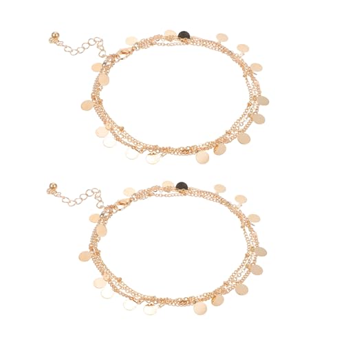 FOMIYES 2 Stück Teiliges Mehrschichtiges Fußkettchen Damen Dekorative und Kreative in Gold Stylische Strand Sommer Accessoires für Frauen Handgefertigt und Vielseitig Kombinierbar von FOMIYES