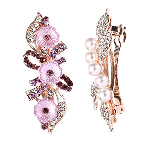 FOMIYES 2 Stück Teiliges Perlen Haarclip mit Glänzenden Blüten Langlebige Legierung Haarklammern Eleganter Haarschmuck für Damen Einfache Anwendung Auffälliges Design von FOMIYES