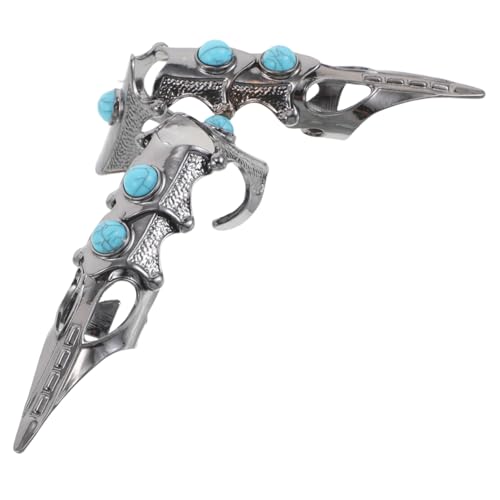 FOMIYES 2 Stück Teiliges Verstellbare Gothic Punk Ringe mit Türkis Robuste Metall Konstruktion für Halloween Kostüme und Partys Vintage Punk Ringe für von FOMIYES