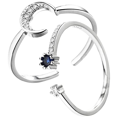 FOMIYES 2 Stück Teiliges Verstellbares Ringset Damen Offen mit Mond und Sternmotiv Modischer Schmuck für Alltag Party Hochzeit zu Muttertag und Valentinstag von FOMIYES