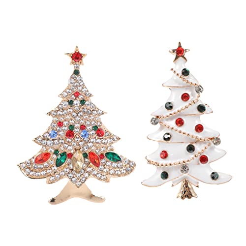 FOMIYES 2 Stück Teiliges Weihnachtsbaum Brosche Weihnachtsdekoration Anstecknadel für Kleidung Vielseitig Einsetzbar Verschiedenen Farben für Festliche Anlässe von FOMIYES