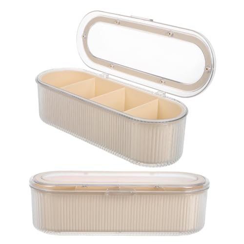 FOMIYES 2 Stück Transparenter Make-up Pinsel Schwammhalter mit Deckel Klarer Kosmetik-organizer für Pinsel Lippenstifte und Make-up Schwämme Flexibles Aufbewahrungsbox Schönheitshelfer von FOMIYES