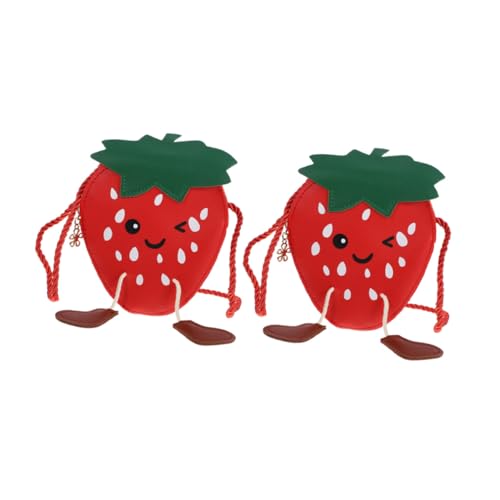 FOMIYES 2 Stück Umhängetasche Erdbeer Muster PU Schultertasche mit Verstellbarem Gurt Leichtes Design für Mädchen Mehrzweck Aufbewahrung Stifte von FOMIYES