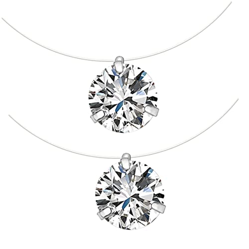 FOMIYES 2 Stück Unsichtbare Fischseil Halskette mit Funkelndem Zirkonia Anhänger Kreative Transparente Damen Schmuckkette Einfach Anzulegen Modisch für Alltag Party für Mädchen und Frauen von FOMIYES