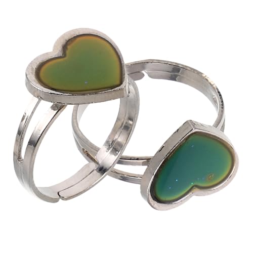 FOMIYES 2 Stück Verstellbarer Damenring Farbwechsel Herzform Temperatur Ring Stimmungsring Offener Schmuck für Frauen Teens von FOMIYES