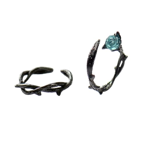 FOMIYES 2 Stück Verstellbarer Ring mit Dorn Rosen Design Offener Fingerring für Damen und Herren Kreativer Partner Schmuck Modischer Couple Ring für Besondere Anlässe und Geschenke von FOMIYES