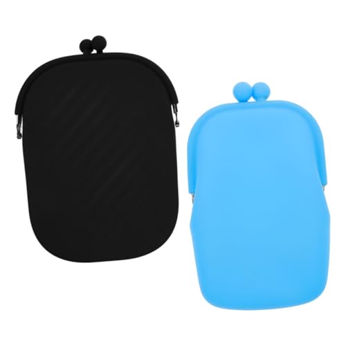 FOMIYES 2 Stück Vielseitige Silikon Geldbörsen Damen Klein Flexibel Portabel Kartenetui Multifunktional für Schlüssel und Kleingeld Reise Portemonnaie in Blau und Schwarz von FOMIYES