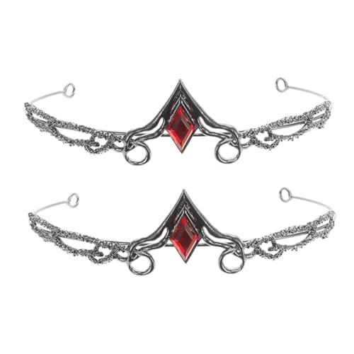 FOMIYES 2 Stück Vintage Barock Krone Stirnband mit Roten Strasssteinen Verstellbar und Leicht Eleganter Retro Tiara Kopfschmuck für Damen und Mädchen für Hochzeit Geburtstag Abschlussball von FOMIYES