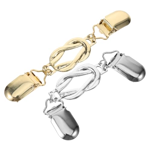 FOMIYES 2 Stück Vintage Cardigan Clips für Damen Teiliges mit Retro Pullover Clips Antik Silber und Gold Praktische Kleidungsschnallen für Strickjacken und Schals Eleganter Halsschmuck von FOMIYES