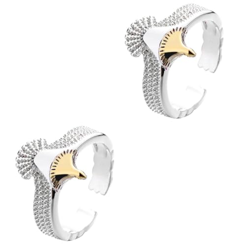 FOMIYES 2 Stück Vintage Eagle Ring für Damen Herren Verstellbarer Finger Schmuck Retro Öffentlicher Ring für Anlässe Wie Geburtstage Hochzeiten von FOMIYES
