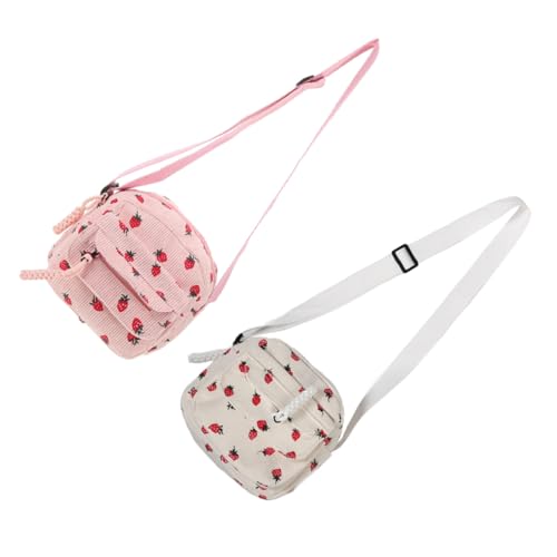 FOMIYES 2 Stück Vintage Erdbeer Corduroy Umhängetasche Verstellbare Schultertasche für Damen und Mädchen Leichte Handliche Handtasche für Sommer Praktische Handy Begleiter von FOMIYES