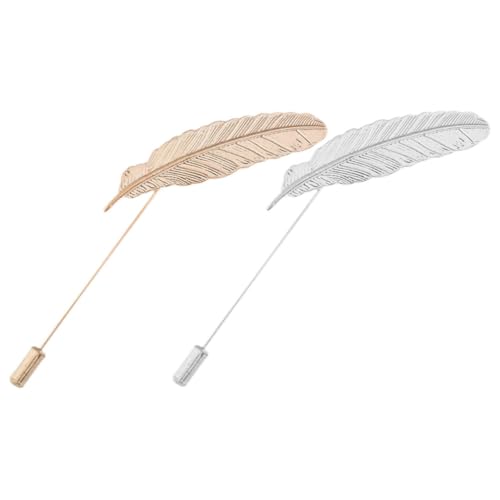 FOMIYES 2 Stück Vintage Federn Brosche Anstecknadeln für Hemd Kragen Pin Modisch für Herren Anzug Accessoire Silber und Gold Stilvolle Krawatten und Kragenpins mit Einzigartigem Design von FOMIYES
