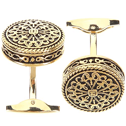 FOMIYES 2 Stück Vintage Gold Cufflinks für Herren Hochwertige Manschettenknöpfe mit Filigranem Design für Hochzeit Business und Besondere Anlässe für Männer die Stil und Schätzen von FOMIYES