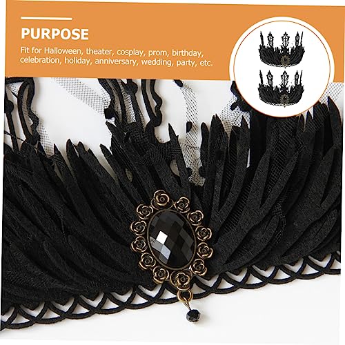FOMIYES 2 Stück Vintage Gothic Tiara Haarschmuck Damen Halloween Kostüm Party Zubehör Kopfstück für Cosplay Ball Prom Fest von FOMIYES