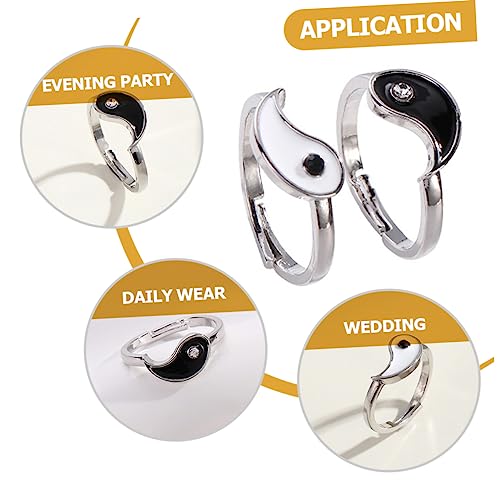 FOMIYES 2 Stück Vintage Offene Verstellbare Bagua Ringe für Chinesischer Statement Schmuck Hautfreundlich Komfortabel Modisches für Damen und Herren von FOMIYES