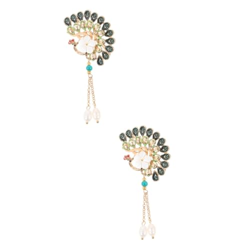 FOMIYES 2 Stück Vintage Peacock Brosche für Damen Stilvolle Brosche mit Fransen für Kleidung Schals Taschen Hüte Elegantes Tierdesign Perfektes Accessoire für Hochzeiten von FOMIYES