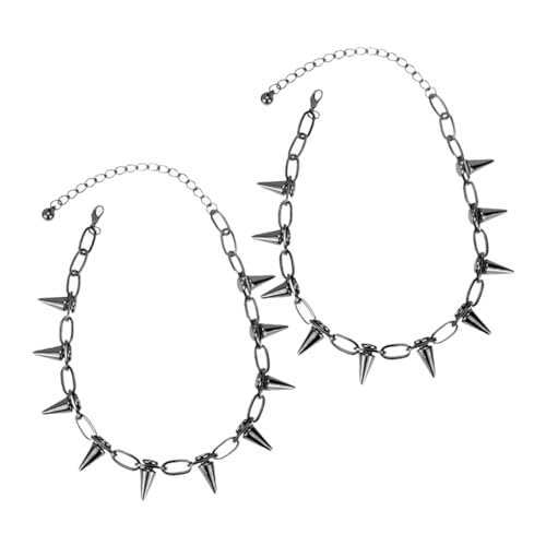 FOMIYES 2 Stück Vintage Punk Choker Halskette mit Spitzen für Frauen und Mädchen Auffälliger Statement schmuck im Retro stil Vielseitiges Accessoire für Partys und Alltag von FOMIYES