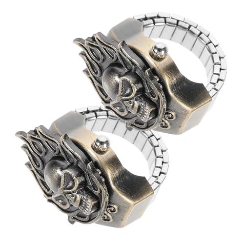 FOMIYES 2 Stück Vintage Punk Finger Ring Watch Elastischer Langlebiger Schmuck für Herren und Damen Zeitmesser Design Modisches Accessoire für Alltag und Besondere Anlässe Teiliges von FOMIYES