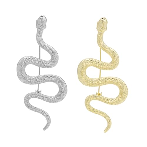 FOMIYES 2 Stück Vintage Schlangen Broschen in Gold und Silber Anstecknadeln für Revers Rucksack und Kleidung Unisex Lapel Badge mit Gothic Punk Design Vielseitiges Accessoire für Jacken von FOMIYES