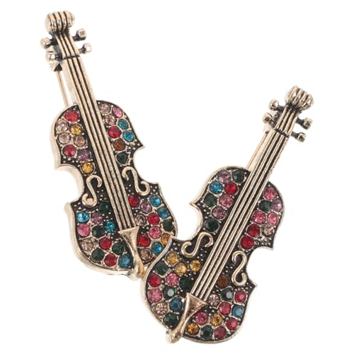 FOMIYES 2 Stück Vintage Violin Broschen für Damen Strickjacken Schmucknadeln mit Funkelnden Strasssteinen Vielseitige Anstecknadeln für Schals Kleider und Jacken Musikalisches Accessoire von FOMIYES
