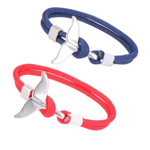 FOMIYES 2 Stück Walschwanz Armbänder aus mit Metallhaken Handgefertigte Nautische Unisex Überlebensarmbänder für Männer und Frauen Verstellbare Wickelarmbänder als für Freundin Geburtstag von FOMIYES