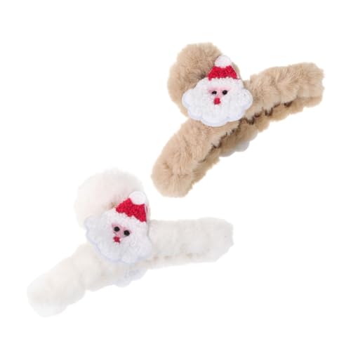 FOMIYES 2 Stück Weiche Große Plüsch Haarklammern im Weihnachtliches Design Schonender Haarschutz Fester für Frauen und Teenager bei Alltag Sport Make Up und Hausarbeit von FOMIYES