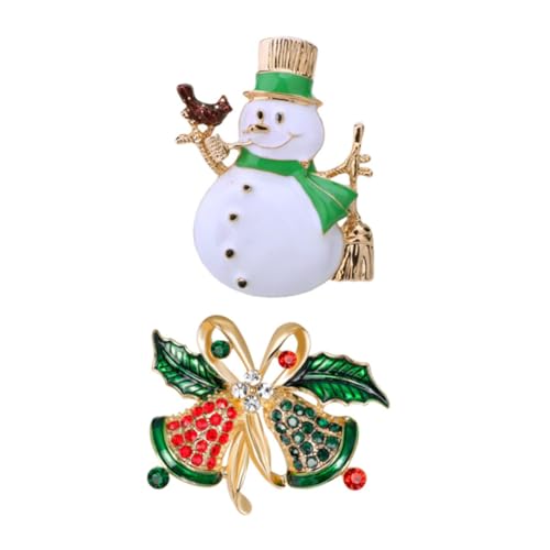 FOMIYES 2 Stück Weihnachtliche Schneemann Broschen Legierung Anstecker mit Glocken Festliche Kleidung Accessoires für Pullover Jacke Hut und Weihnachtsfeier von FOMIYES