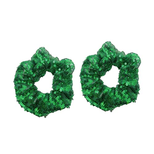 FOMIYES 2 Stück Weihnachts Pailletten Haargummis Elastische Fluoreszierende Haarbänder in Grün Stylische Bequeme Haarseile für Damen für Alltag und Festtage von FOMIYES