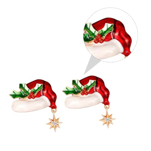 FOMIYES 2 Stück Weihnachtsbrosche Weihnachtsmütze Alloy Brosche mit Diamantbesatz Festliche Anstecknadel für Kleidung Weihnachten Accessoire von FOMIYES