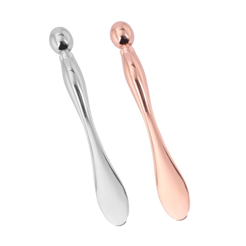 FOMIYES 2 Stück Zinklegierung Augencreme Stab Gesichtscreme Löffel und Massagegerät Praktisches Hautpflege Werkzeug Blutzirkulation im Augenbereich Roségold und Silberfarben von FOMIYES