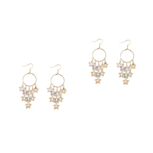 FOMIYES 2 Stück Zirkonia Pailletten Blumenohrringe mit Modischem Tassel Design Hängende Ohrschmuck für Frauen und Mädchen Leicht zu Tragen zu Besonderen Anlässen von FOMIYES
