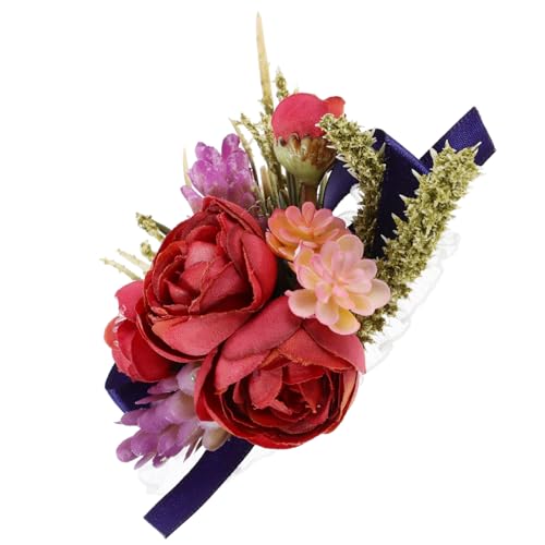 FOMIYES 2 Stücke Simulierte Blume Hand Blumen Handgelenk Hochzeit Corsage Bachelorette Frauen Brautjungfer Bouquet Braut Zu Werden Polyester von FOMIYES