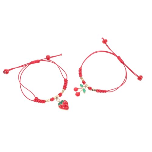 FOMIYES 2 Stücke String Armband Schmuck Früchte Handgelenk Seil Legierung Rot von FOMIYES