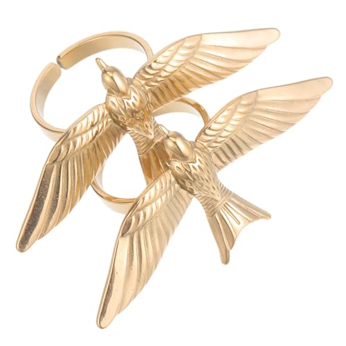 FOMIYES 2 Teiliger Statement Vogelring Offene Ringe Für Frauen Friedenssymbol Ring Flügelringe Damenringe Persönlichkeit Vintage Ring Offener Vogelring Verstellbarer von FOMIYES