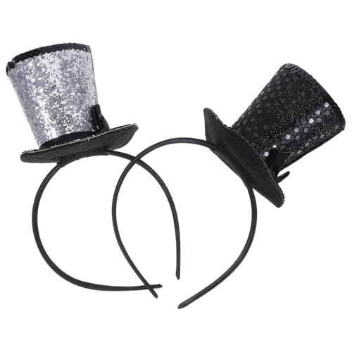 FOMIYES 2-teiliges Zylinder-Stirnband: Fascinator mit Pailletten für Teepartys im 1920er-Jahre-Stil, Party-Kostüm-Zubehör für Frauen und Mädchen, Halloween, Weihnachten, Silvester von FOMIYES