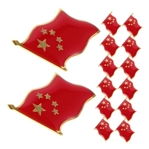 FOMIYES 20 Stück Rote Flaggen Anstecknadeln aus Legierung Patriotische Fünf-punkte-stern Broschen Vielseitige Nationalflaggen Pins für Anzug Kleidung Hüte und Rucksäcke von FOMIYES