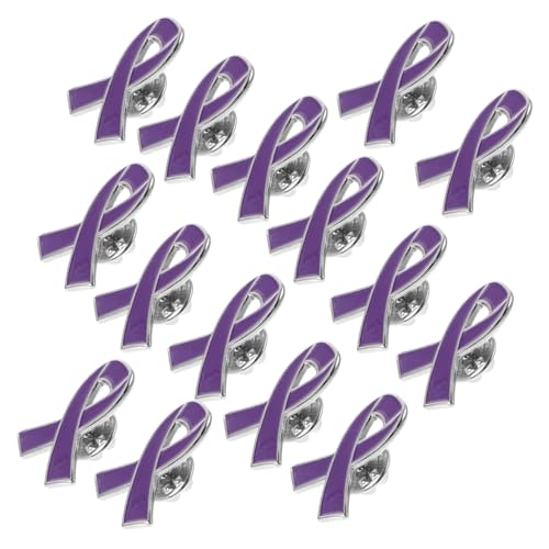 FOMIYES 20 Stück Teiliges Awareness Ribbon Broschen aus Eisen Dekorative Anstecknadeln mit Violettem Emaille Design gegen Gewalt Leicht Robust und Modisch für Frauen und Mädchen von FOMIYES