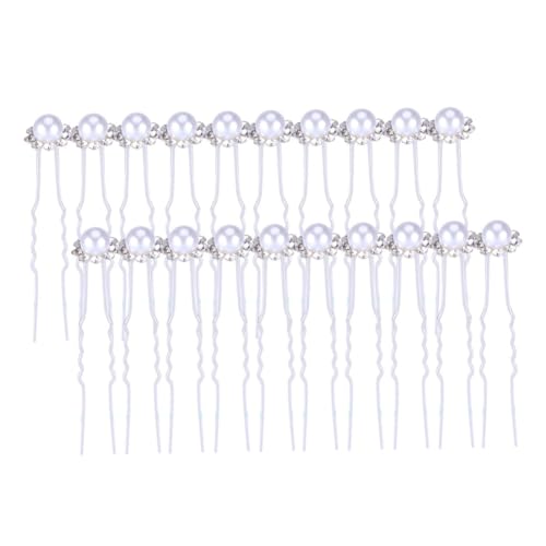 FOMIYES 20st Perlenstifte Für Haare Braut Haarspange Haarnadeln Für Brötchen Haarspangen Für Damen Perlenhaarnadeln Für Die Hochzeit Perlen Tiara Die Blumen Kopfbedeckung Fräulein Weiß von FOMIYES